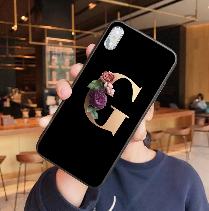 Custom Case For iPhone 11Pro Max Letter Flowers Black Soft TPU Iphone 6 6S 7 8 Plus X Xr High Guality Print Phone Cover | Мобильные