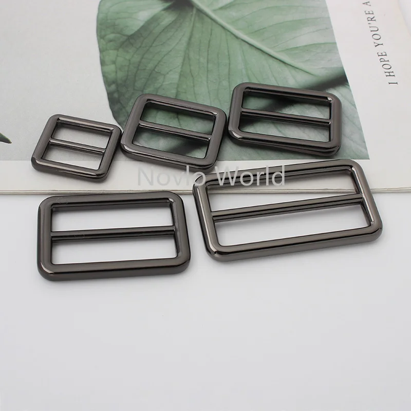 50 pieces 6 colors 5 size 19-25-32-38-51mm alloy meterial tri-glide adjuster buckles for chains bag purse strap connector-paco