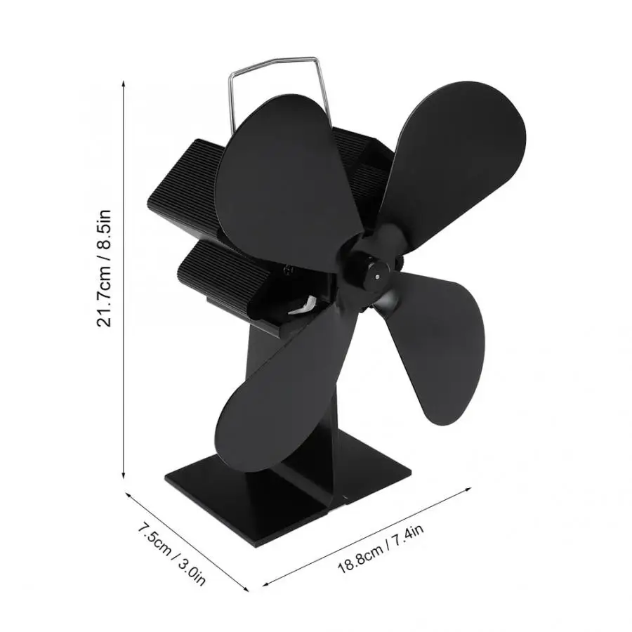 Портативный вентилятор с 4 лопастями экологичный для камина печи работающий от