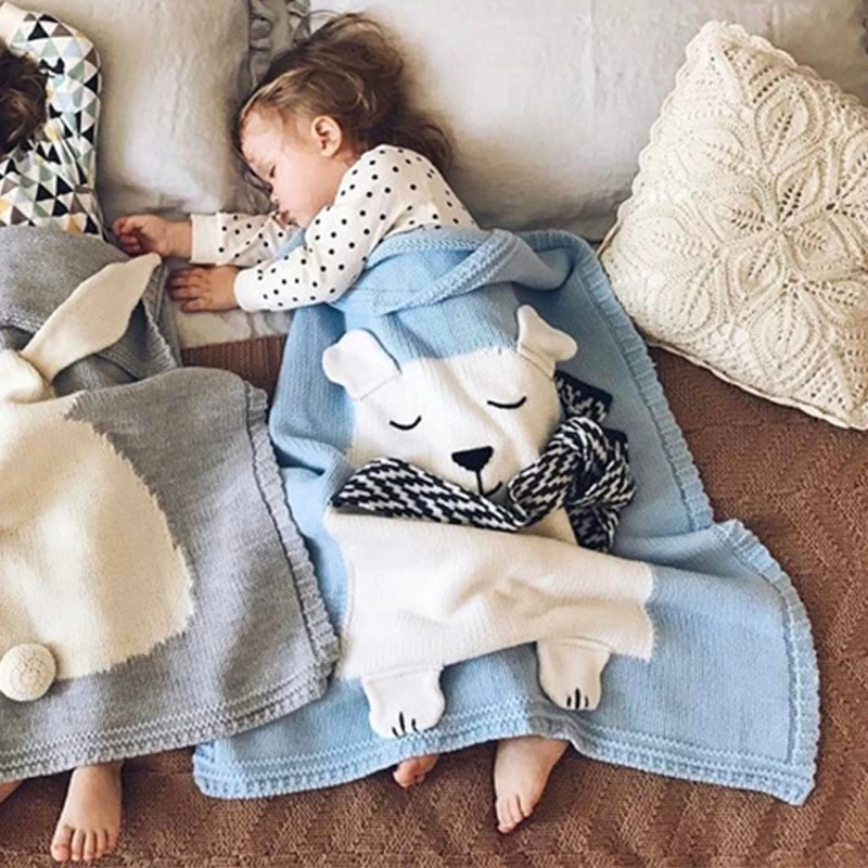 

Polar Bear Child Knitted Blanket Newborn Infant Sleeping Swaddle Wrap Sleepsack 69HE