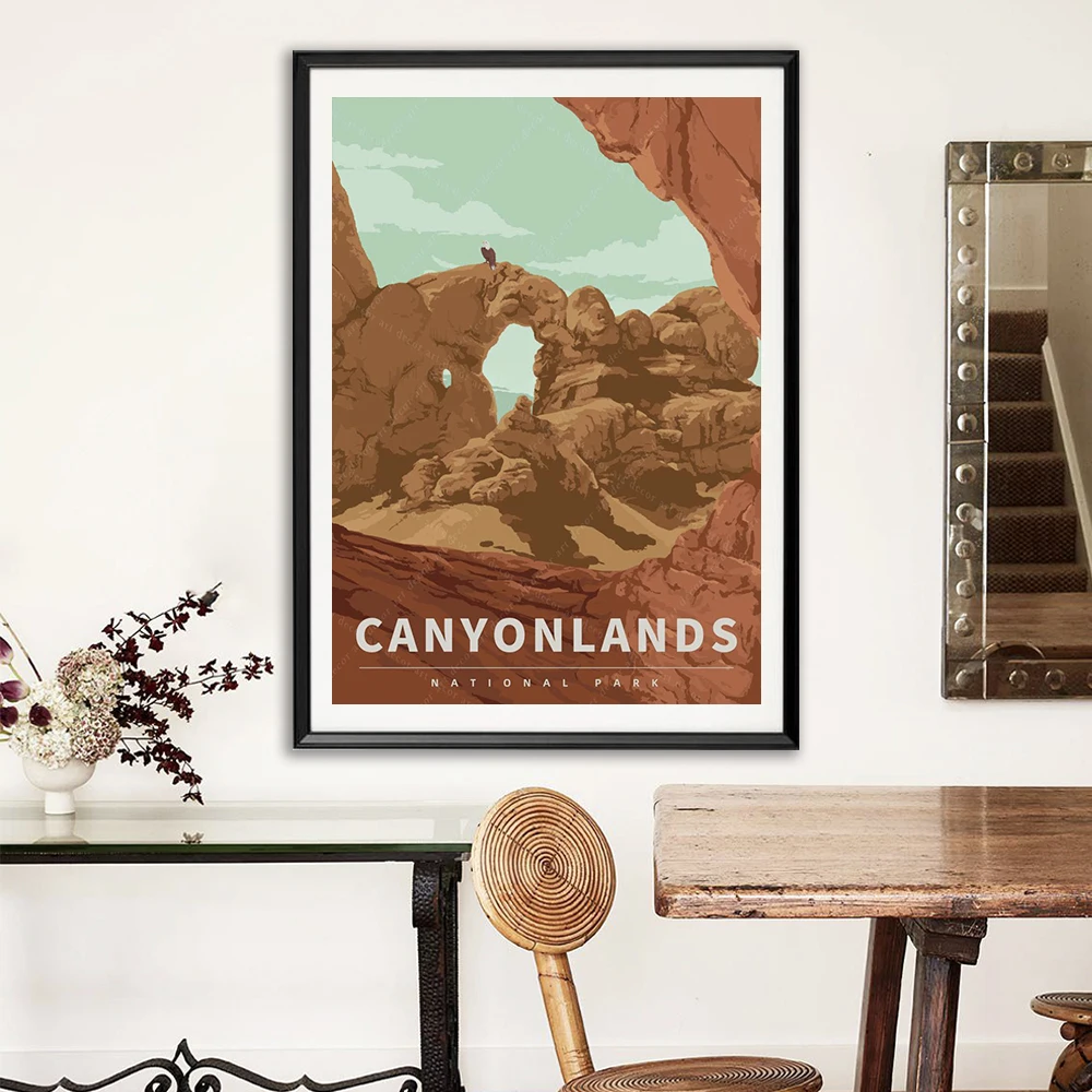 

America Canyonlands National Park Vintage Travel Poster Canvas Painting Kraft Posters Coated Wallsticker Home Decor Gift