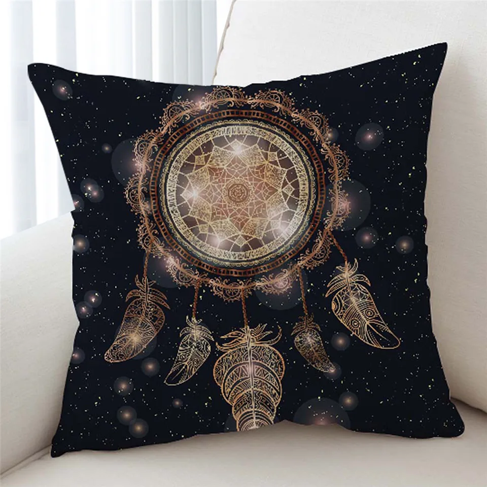Постельные принадлежности Outlet Dreamcatcher Чехлы для подушек цветная подушка с перьями чехол богемный Мандала бросок Чехол 2 размера черные наволочки