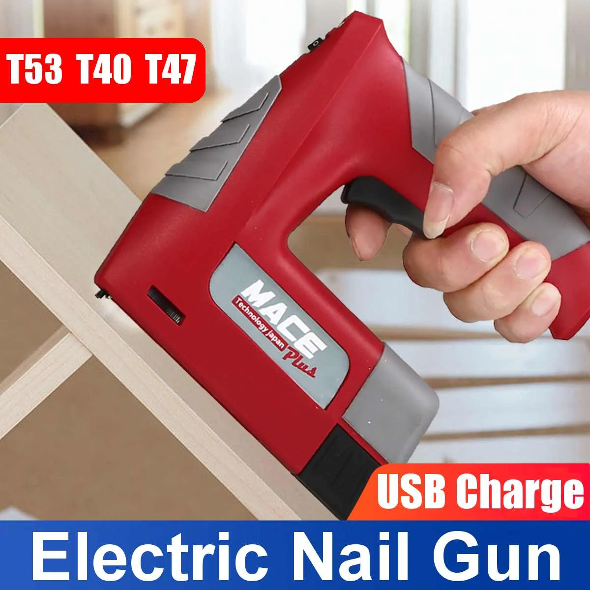 

220V Portable Electric Tacker Gun Power Tools Electric Nail Gun Woodworking Tool Electric Nail Gun Stapler 600mAH Batery