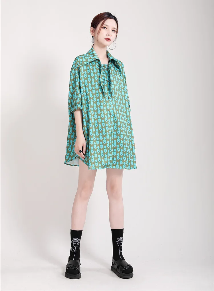 

SuperAen 2021 Chiffon Full Shirt Women Spring Retro New Design Print Loose French Top