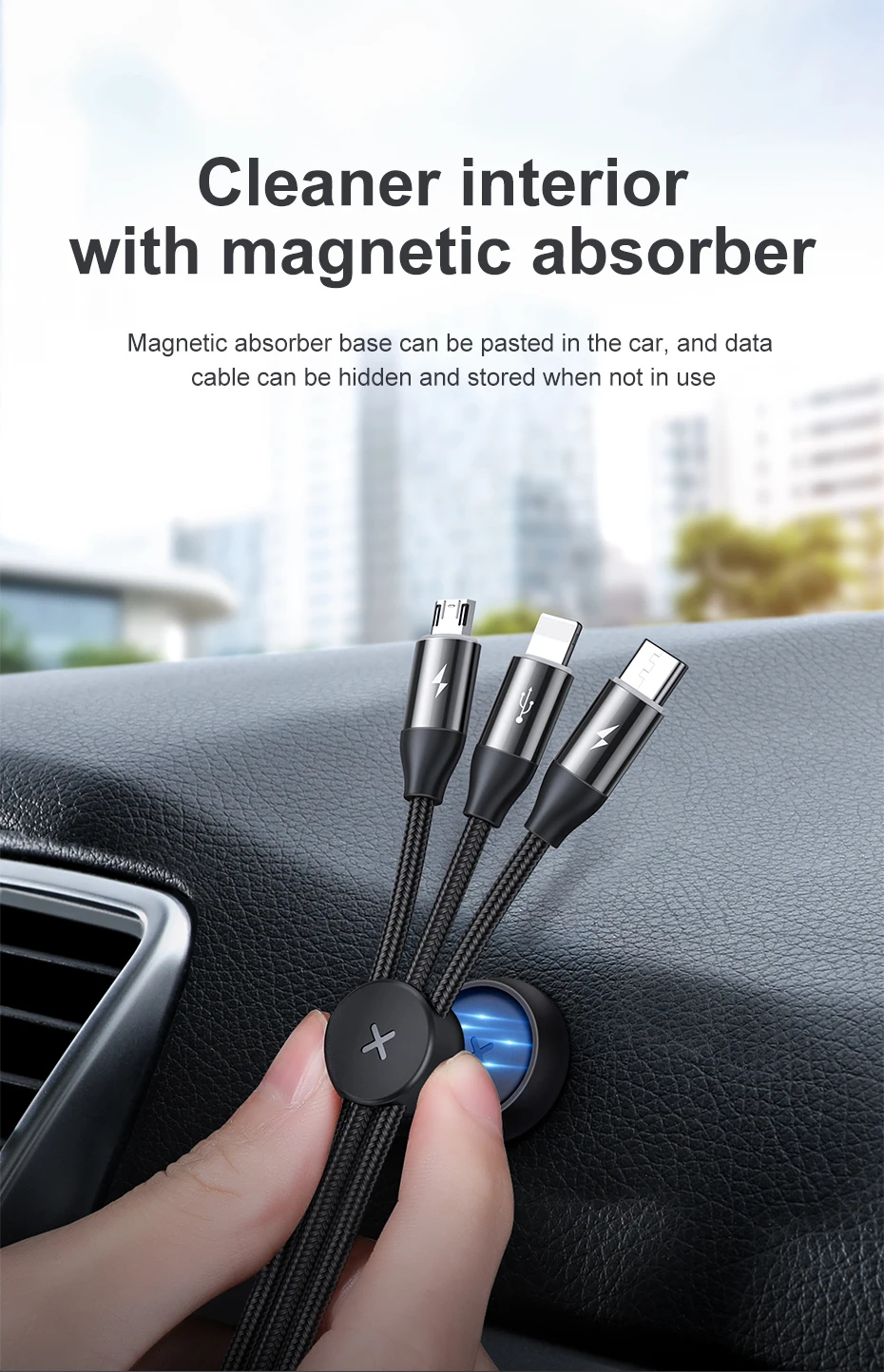 Baseus 3 в 1 USB кабель для iPhone Micro usb type C кабель для Android мобильного телефона магнитное освещение кабель зарядного устройства USBC Microusb
