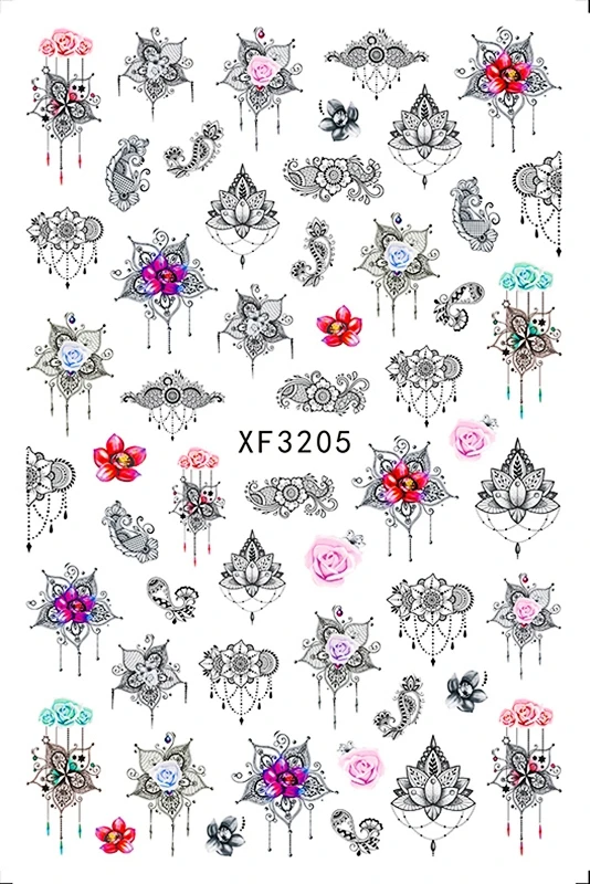XF3205 Цветочные узоры! Лак для ногтей задний клей деколь декорации дизайн ногтей стикер для ногтей Советы красоты - Цвет: XF3205