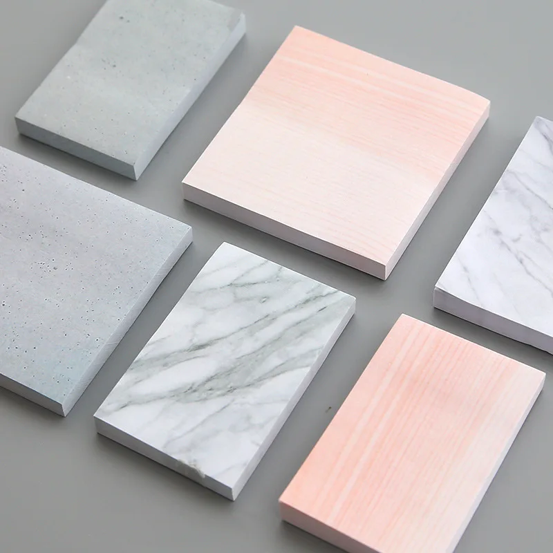

TUTU 2PC Creative Marble Color Self Adhesive Memo Pad Stone Style Sticky Notes Bookmark School Office Stationery G0011
