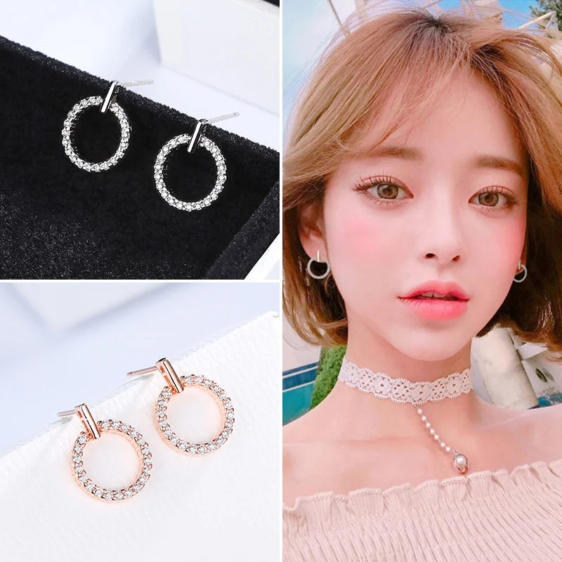 

Hot Sterling Silver O-shaped Zircon Earrings Female Models Suitable for Valentine's Day gift Factory Wholesale Price