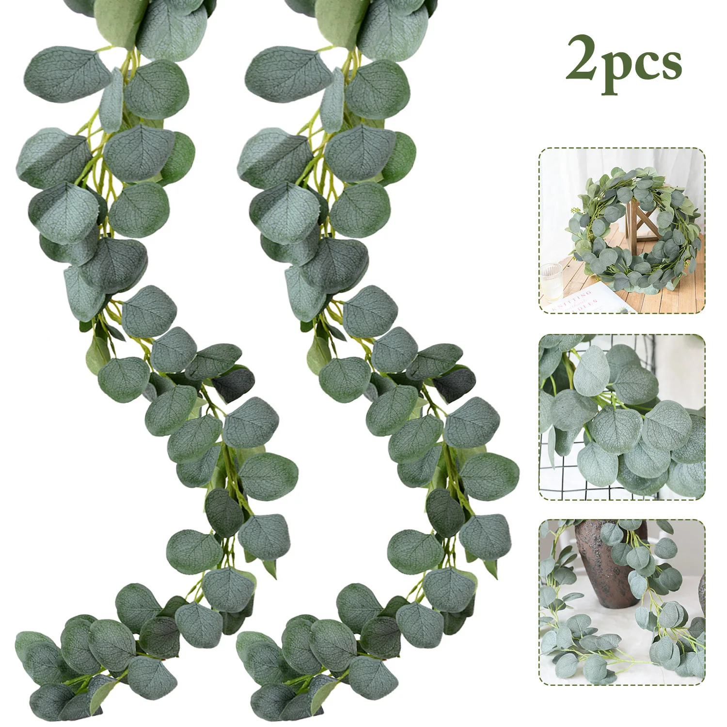 2шт свадебное украшение искусственное зеленое Эвкалиптовое лоза искусственная