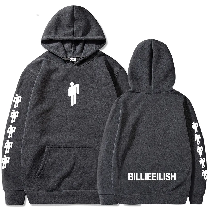 Dark grey 02 Billie Eilish, модные толстовки с принтом для мужчин/женщин, толстовки с капюшоном и длинным рукавом,, повседневные трендовые уличные толстовки - Цвет: Dark grey 02