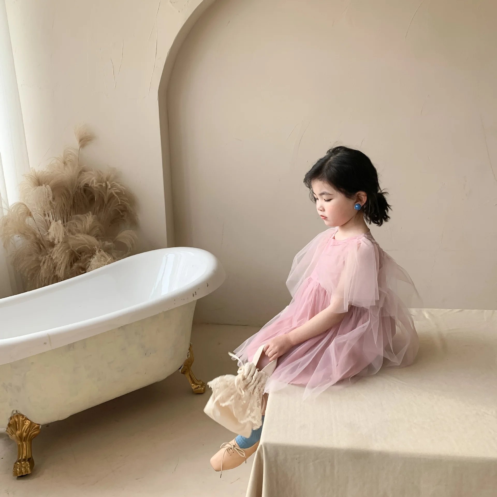 

Princess Style Girl Dress Voile Baby Girl Dress Kids Clothes Kids Dresses for Girls Flying Sleeve Party Dress for Kids Girl