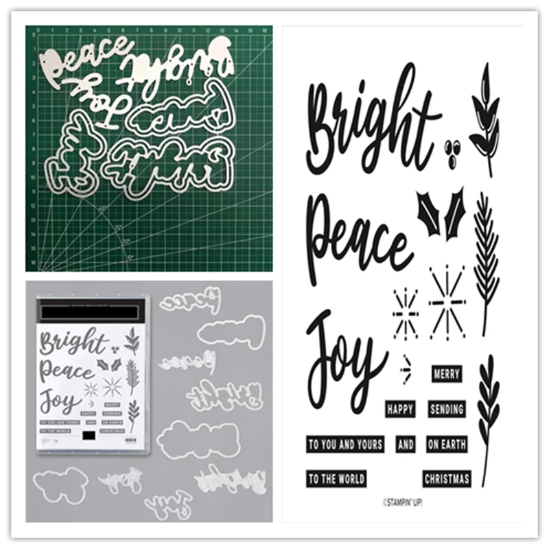 

Christmas Peace And Joy Metal Cutting Dies and Stamps Stencils Scrapbooking Photo Album Card Paper Embossing Craft DIY Die Cut