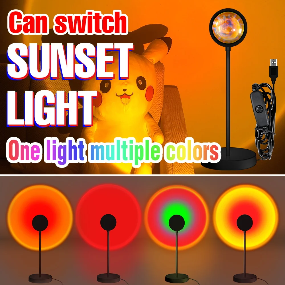 

15 Colors Sunset Lights LED Rainbow Projector USB Ambient Projection Lamp 5V Night Light Bulb Sunset Desk Lamp Novelty Lighting