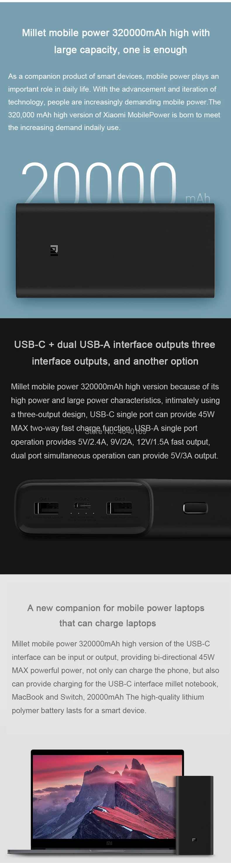 2 шт. Xiaomi power Bank 3 20000 мАч USB-C 45 Вт Двусторонняя Быстрая зарядка type-C Dual USB power bank портативное зарядное устройство для ноутбука Смартфон