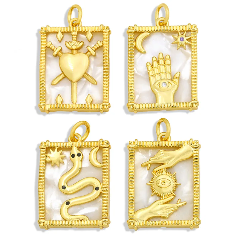 

OCESRIO 18 Gold Plated Copper CZ Hamsa Hand Pendant for Necklace Snake Pendant Charms for Jewelry Making Brass Jewelry pdta339