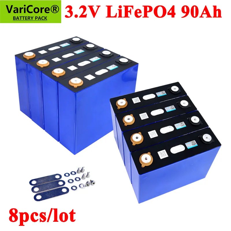

Литиевый Аккумулятор LifePo4, 8 шт./лот, 3,2 в, 90 А · ч, а, 3C, высокий ток потока энергии для самостоятельной сборки, 12 В, 24 В, инвертор солнечной батар...