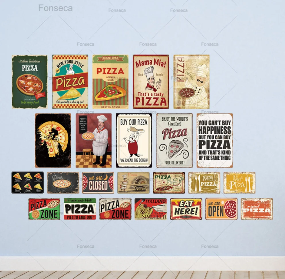 Пицца зоны Оловянная табличка металлический Винтаж знак Настенный декор для