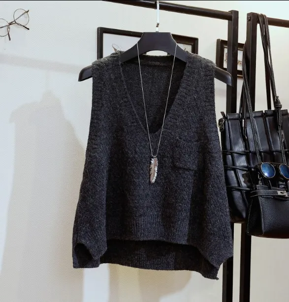 Women Spring Autumn Fashion Sweater Vest Female Casual Sleeveless Knit Pullovers V-Neck Knitted Waistcoat for Office Lady |