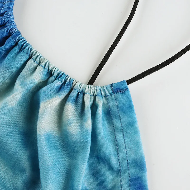 

Tie dye Tanks Camis Halter Sexy Ropa De Verano Mujer 2021 Sleeveless Top Women Cropped Backless Irregular Hem Harajuku Summer