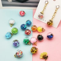 10pcslot 16mm colorful transparent glass ball charms pendants quicksand star sequin charms fit jewelry diy earring accessories