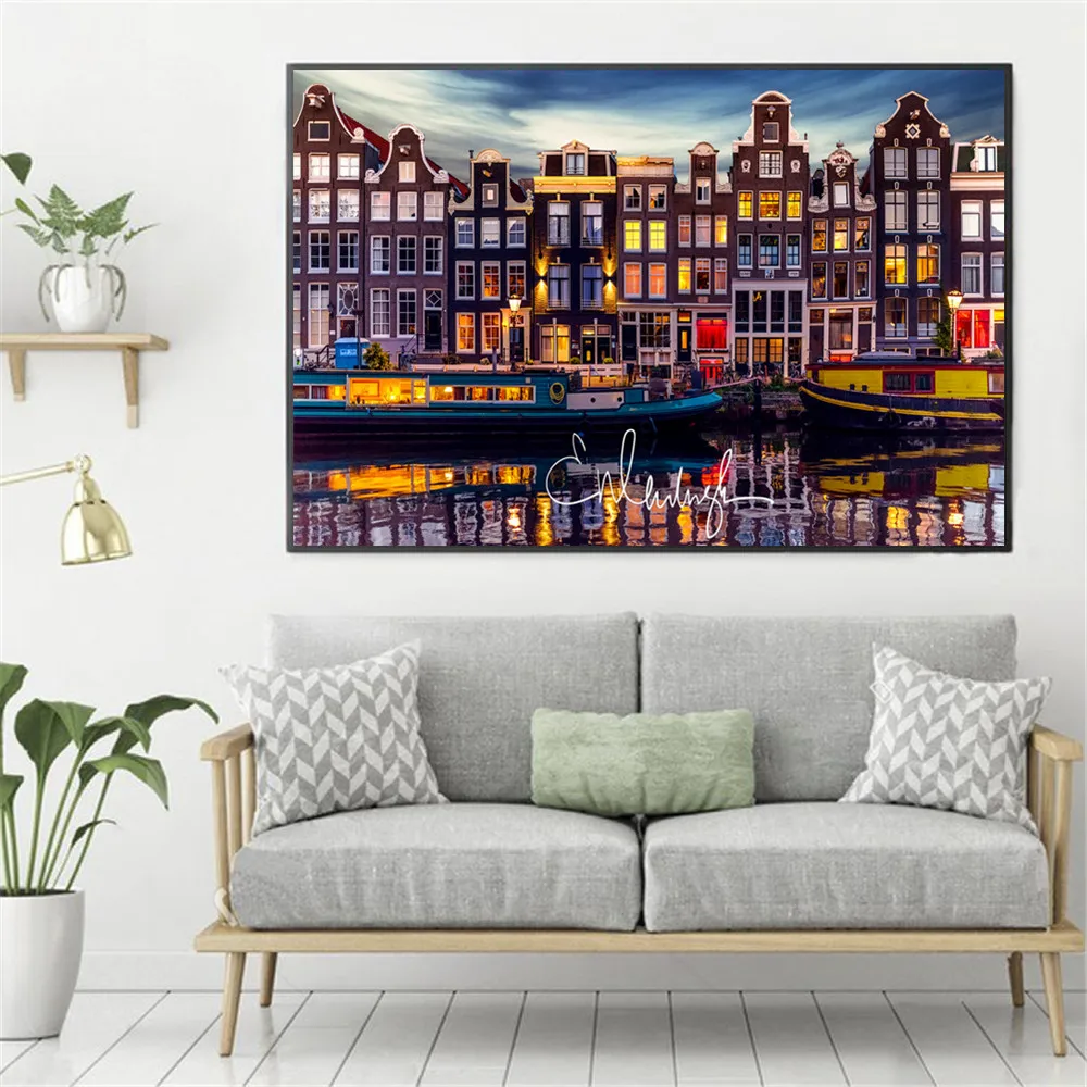 

Amsterdam Landscape Photos Wall Art Canvas Painting Poster Prints Pictures For Living Room Decoration Home Oil Paintings Decor