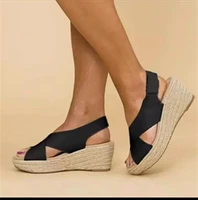 womens sandals summer new fashion slope heel thick bottom sandals plus size european and american leisure beach shoes sandals