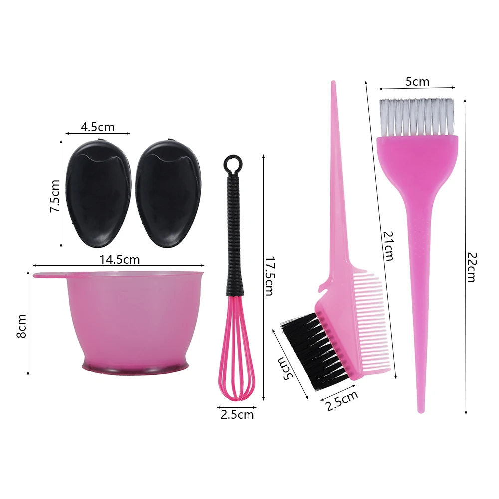 

5 PCS Hair Dye Set Hair Color Dye Bowl Comb Brush Set With Ear Caps Salon Mixing Coloring Tools Hairdressing Styling Accessories
