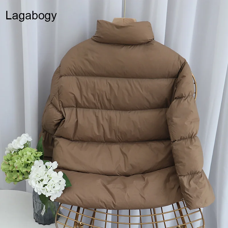 Новинка 2023 осенне-зимнее ультратонкое пальто Lagabogy на белом утином пуху 90% тонкая