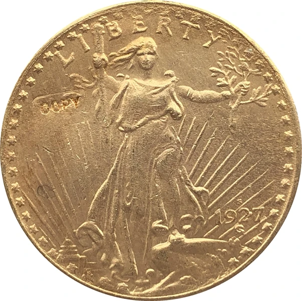 США 1927 S $20 St. Копия монеты с изображением гауденция|Безвалютные монеты| |
