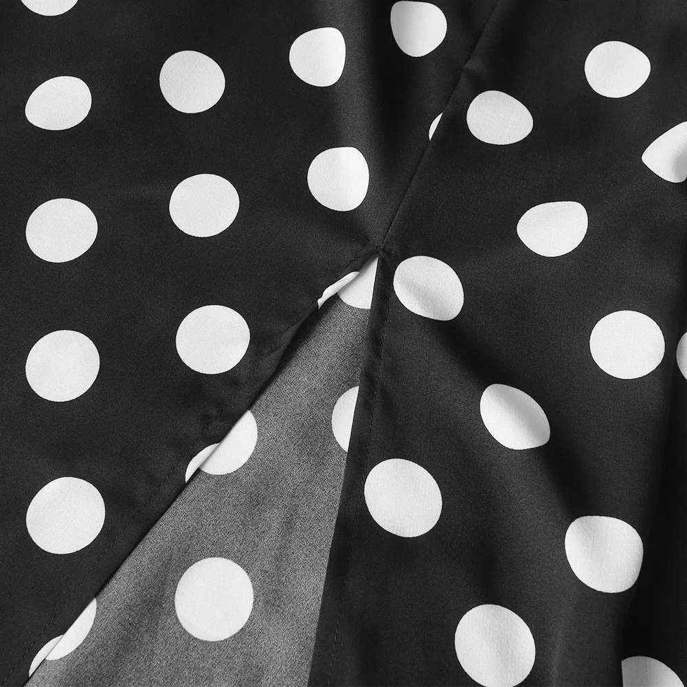 Vestido Abaya largo de fiesta Vintage para mujer, vestido de talla grande blanco y negro, bata estampada de lunares, línea A, Sexy con cuello de pico, vestidos Maxi de playa 2021