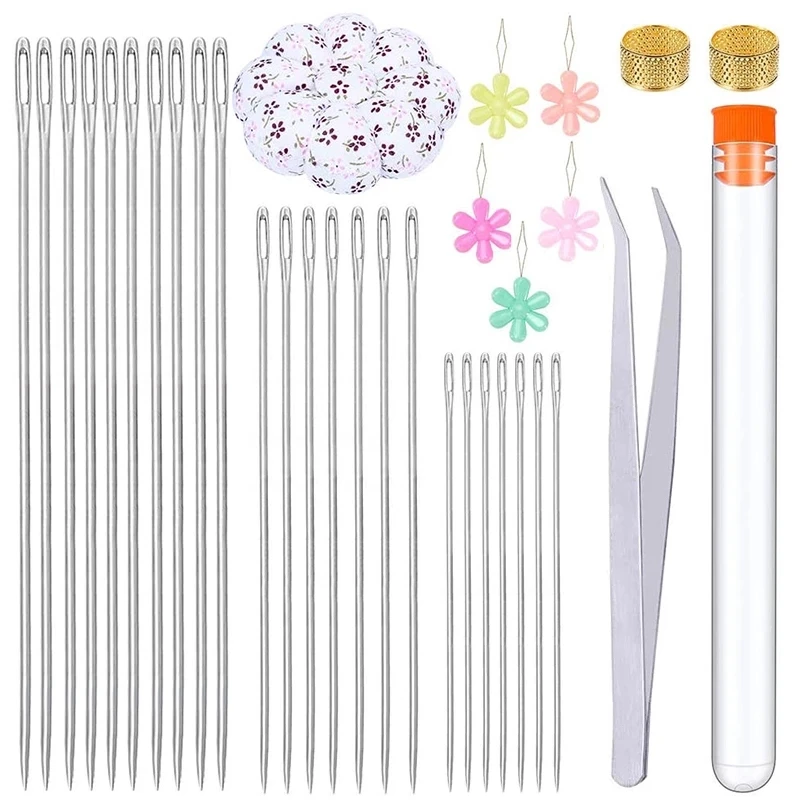 

Nonvor 70Pcs Sewing Needle Tools Kit Straight Stainless Steel Beading Thread Needles , Bottle, Threaders, Jewelry Making DIY