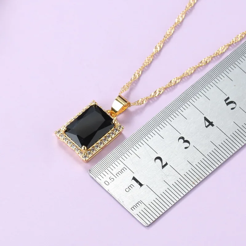 Женский комплект из кольца и сережек ювелирных украшений черного циркония в