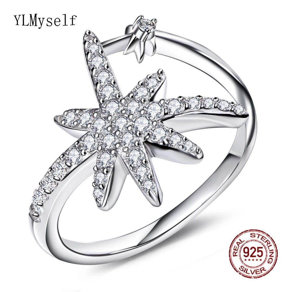 

Real 925 silver ring tiny cubic Zirconia crystal top quality Fireworks design finger rings elegant statement jewelry