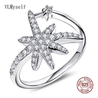 real 925 silver ring tiny cubic zirconia crystal top quality fireworks design finger rings elegant statement jewelry