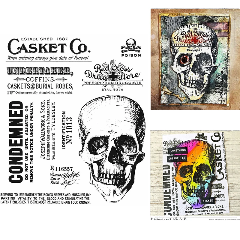 

2021 New Arrival Halloween Rest Peace Skull Stamps Dies Scrapbooking Diary Decoration Embossing Template DIY Gift Card Hot Sale