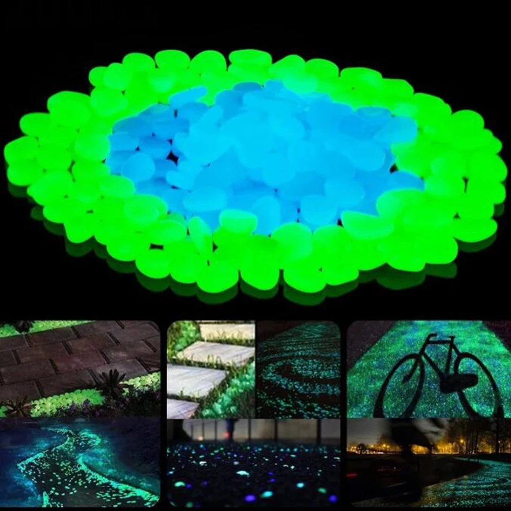 

500 шт. сад светится в темноте светящаяся галька для дорожек растения аквариумные Декор свечение камни аквариума украшения сада