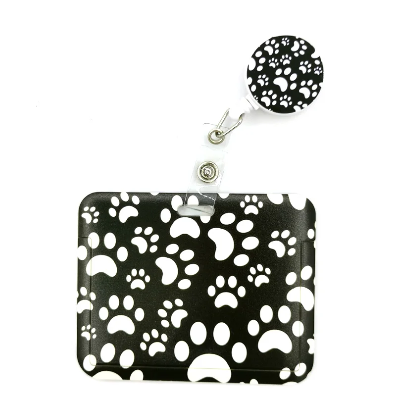 

Черные собаки лапы Милая Обложка для карты клипса шнурок выдвижной значок медсестры клипса катушка мультфильм ID карта значок держатель акс...