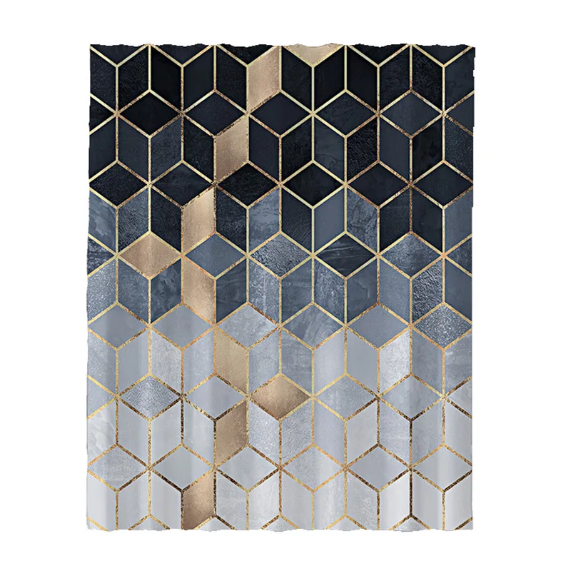 

Nordic Cube Simple Geometric Bathroom Curtain Digital Printing Polyester Waterproof Shower Curtain