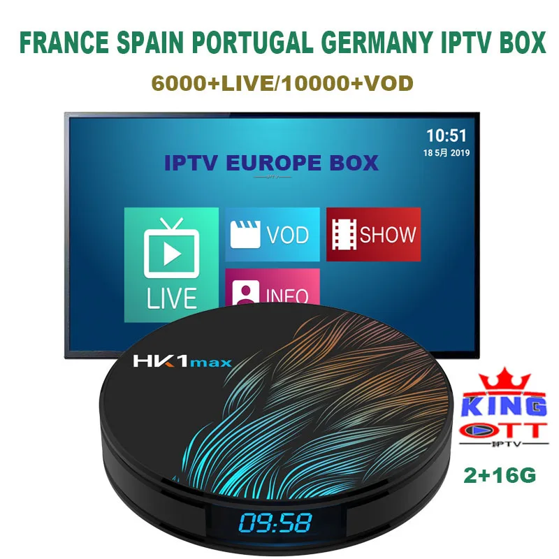 Hk1 max android 9,0 2g 16g smart tv box с Французский Франция испанско-португальский Германия Albania Швеция Израиль IP tv M3U подписка