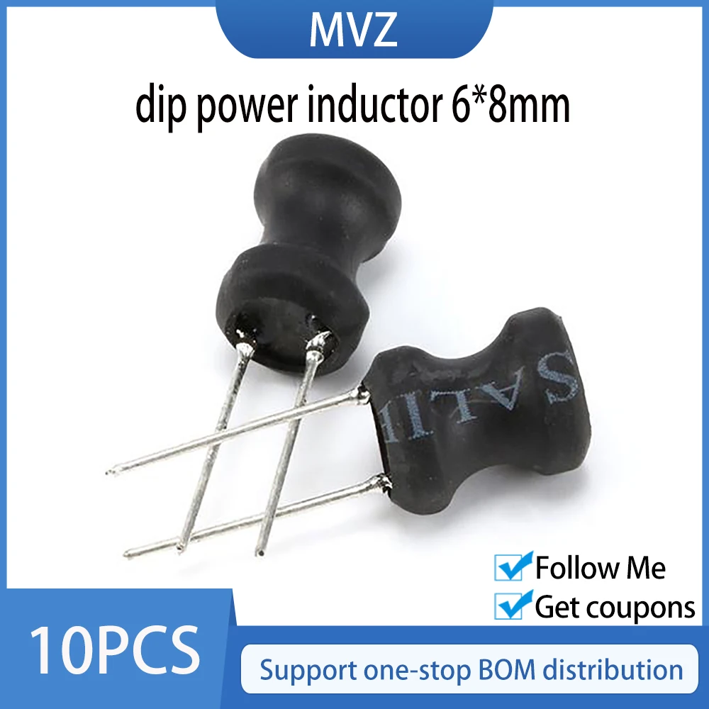 10Pcs DIP Power Inductor 6*8mm 220UH 330UH 470UH 680UH 1MH 1.5MH 2.2MH 3.3MH 4.7MH 6.8MH 10MH 15MH 22MH Inductance 6X8mm 2 Pins - купить по
