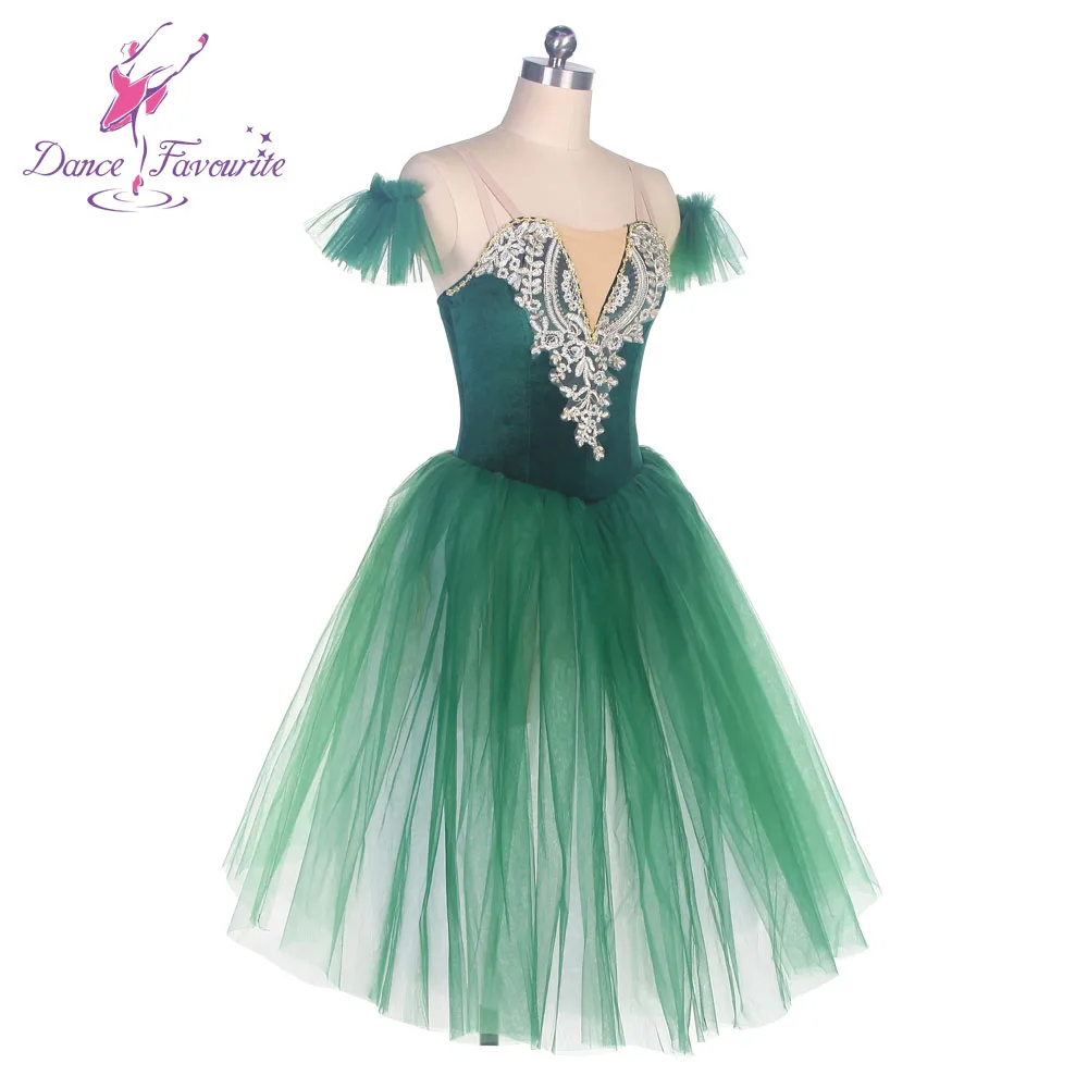 Улюбимые танцевальные костюмы для танцев 21318 балетный костюм с зеленым бархатным