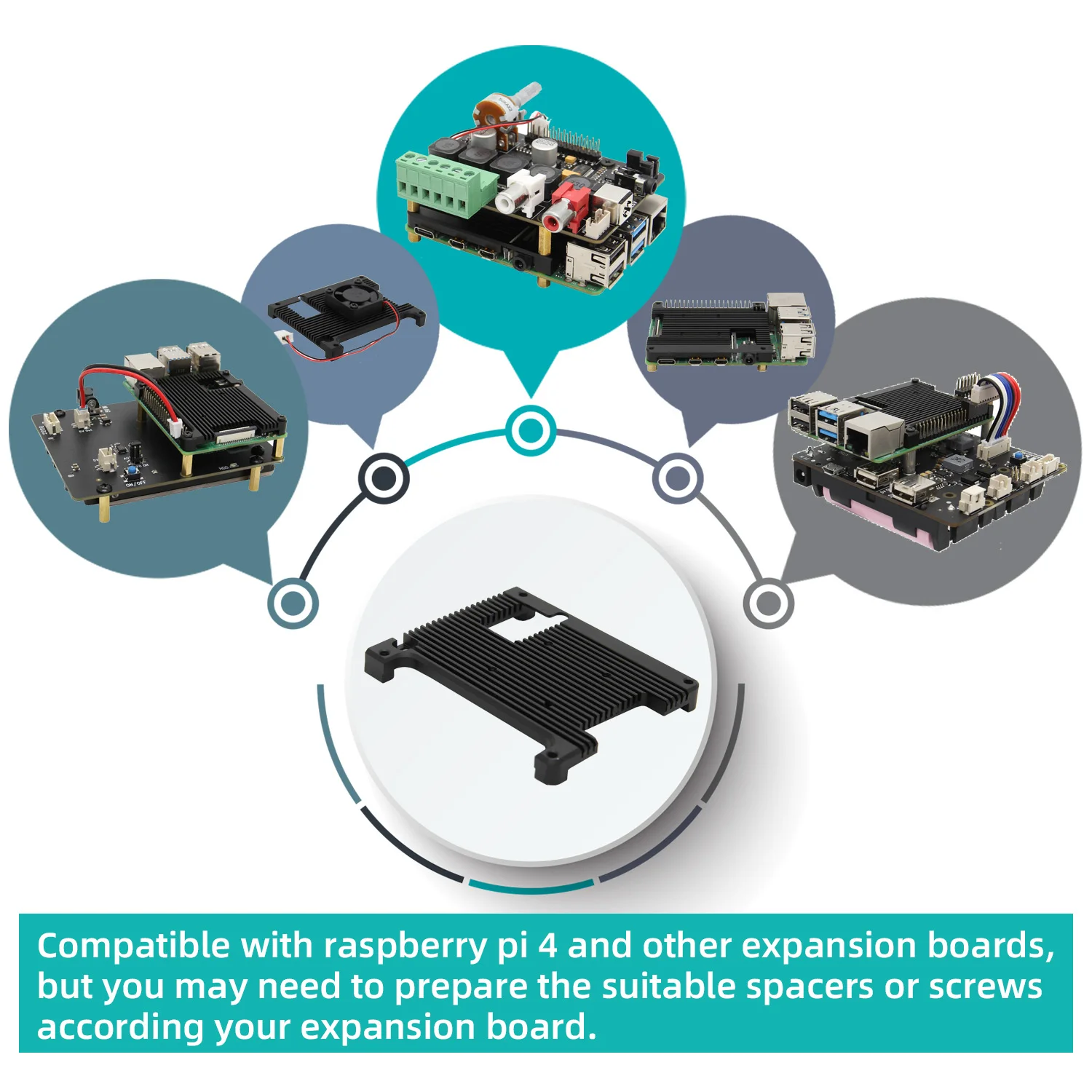Корпус для компьютера Raspberry Pi 4 Model B радиатор из алюминиевого сплава с охлаждающим