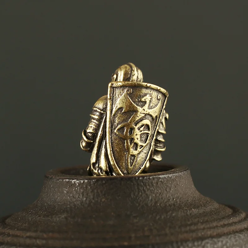 Винтажный латунный Crusader Armor Knight EDC бусы на веревочке брелки Подвески DIY Warrior зонт