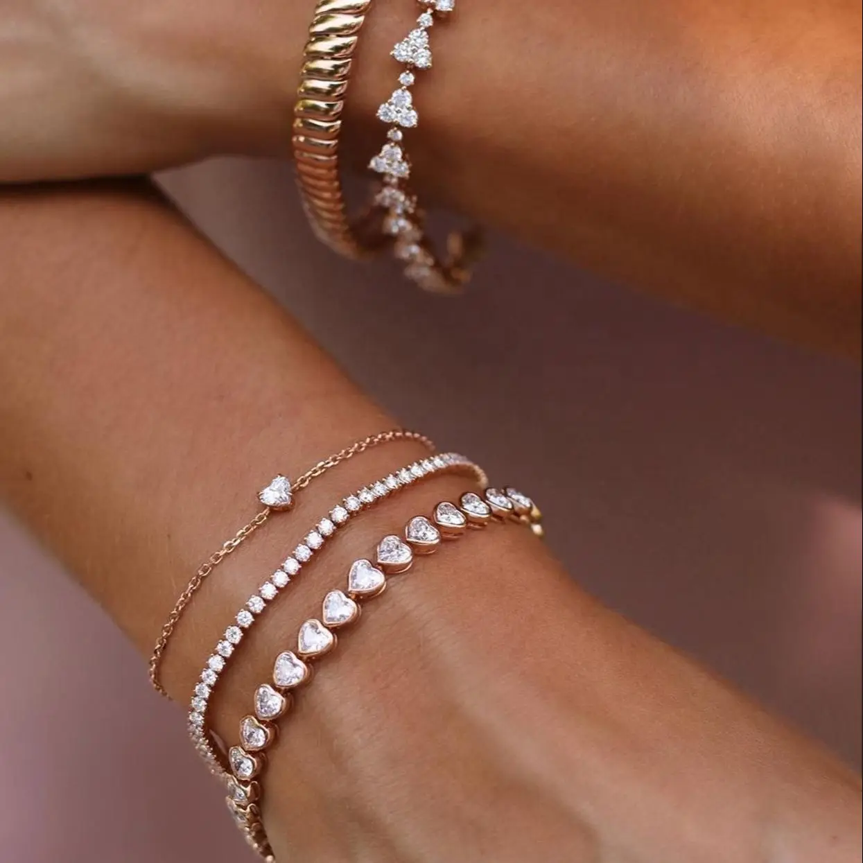 2021 Новый льдом AAA кубическим цирконием в форме сердца Теннисный браслет цепочка