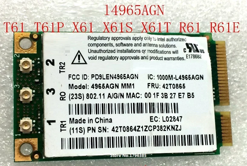Новая карта для Intel Wifi Link 4965AGN Wireless-N Mini Pci-e IBM Lenovo Thinkpad R61 T61 X61 X61S 42T0865 | Компьютеры и