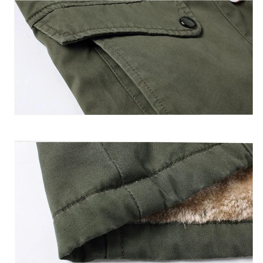 

2019 Brand clothing fleece wool long Men Winter Military Bomber Jackets Masculina Coat Mens Black Bomber Male Jacket and coats