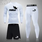 Быстросохнущая Спортивная футболка для бега, Мужская зимняя спортивная одежда для фитнеса, мужской тренировочный костюм для бега, компрессионные джоггеры, бодибилдинг, комплект из 3 предметов