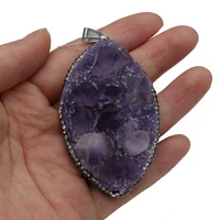 natural stone amethysts bud charm pendant horse eye shape for jewelry making diy women bracelet necklace accessories 40x70mm