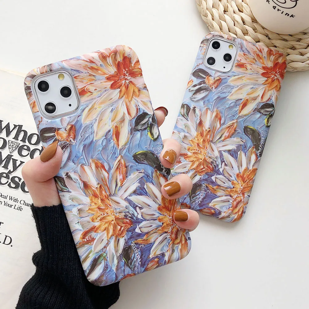 Художественный чехол для телефона iphone 8 Plus 6 6S 7 X XS Max XR цветочный матовый 11 11Pro