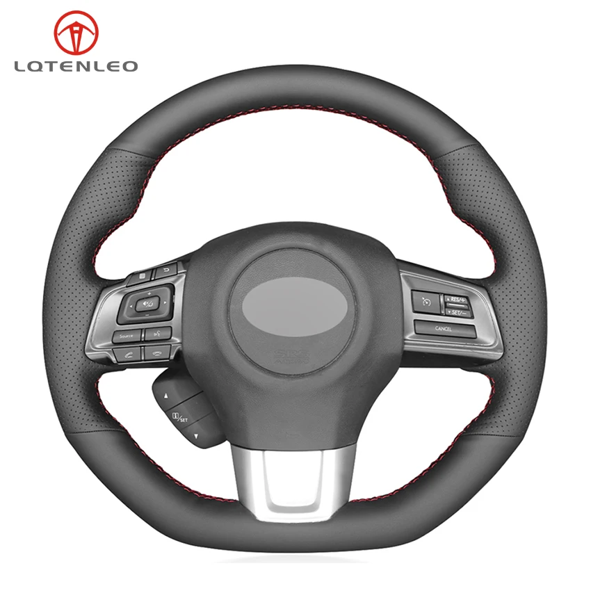 

LQTENLEO черного цвета из натуральной кожи DIY Ручная прошивка чехол рулевого колеса автомобиля для Субару WRX (STI) 2015-2019 Levorg 2015-2019